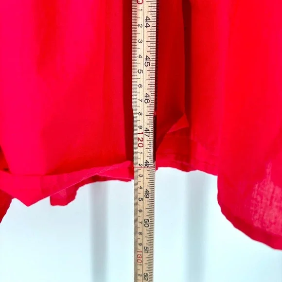 Merlette NY Paradis Eyelet Tiered Midi Dress Sz XXL Pink 100% Cotton Puff Sleeve
